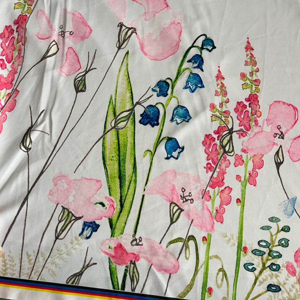 Floral Double Border Print Swim Knit